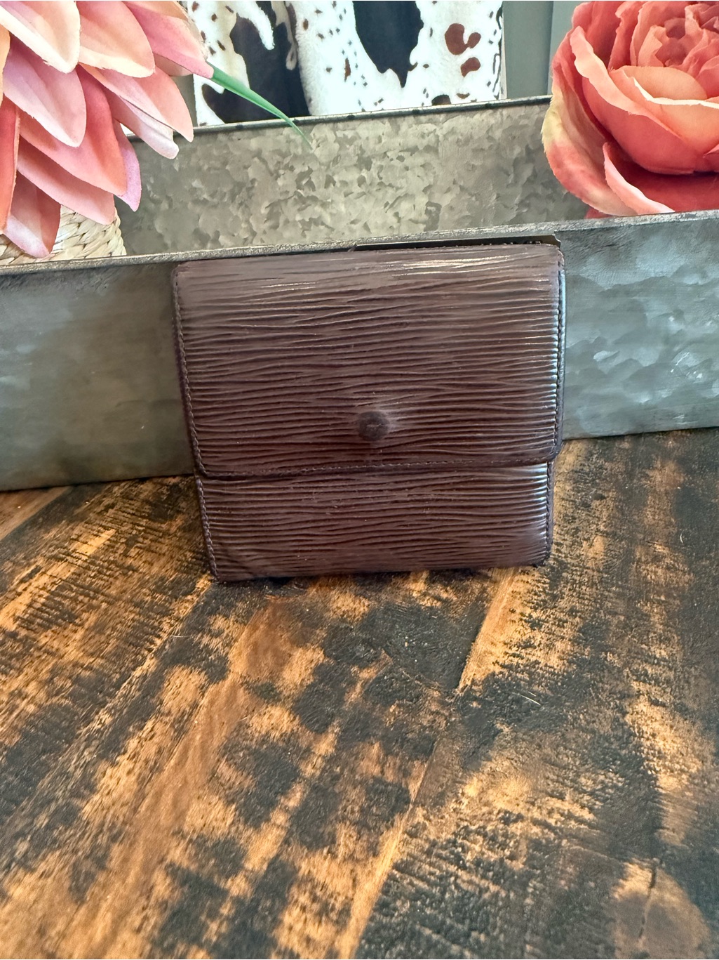 Louis Vuitton Dark Purple/Gray Elise Epi Wallet Sp0032